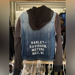 Jean jacket hoodie, Harley Davidson jacket